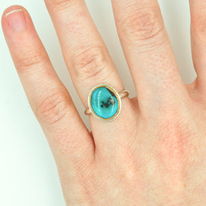 Two Tone Bisbee Turquoise Ring - Size 6